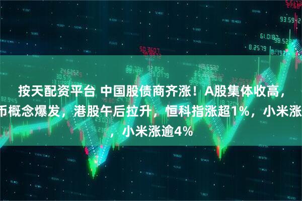 按天配资平台 中国股债商齐涨！A股集体收高，稳定币概念爆发，港股午后拉升，恒科指涨超1%，小米涨逾4%