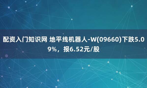 配资入门知识网 地平线机器人-W(09660)下跌5.09%，报6.52元/股